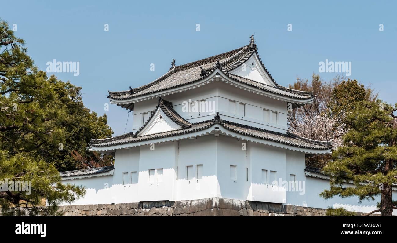 Le château de Nijo, ancien château du shogunat, tour de guet, Kyoto, Japon Banque D'Images