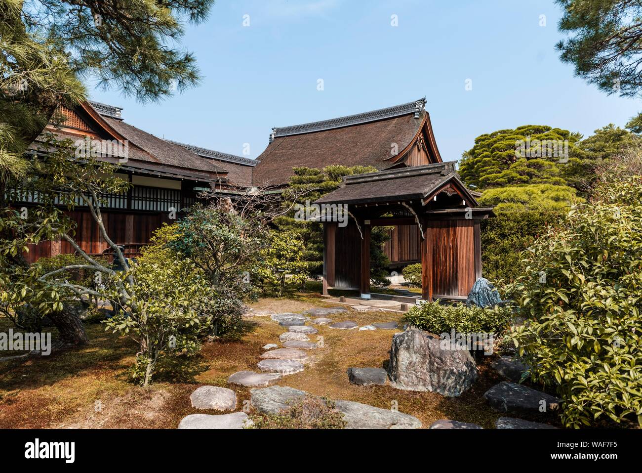 Bâtiment et jardin du Palais Impérial, Kyoto Gyoen, Kyoto, Japon Banque D'Images