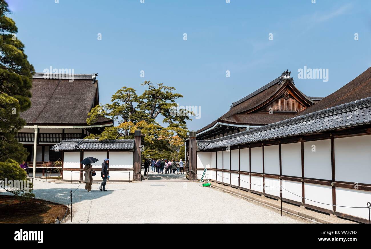 La construction du palais impérial de Kyoto, Kyoto, Japon, Gyoen Banque D'Images