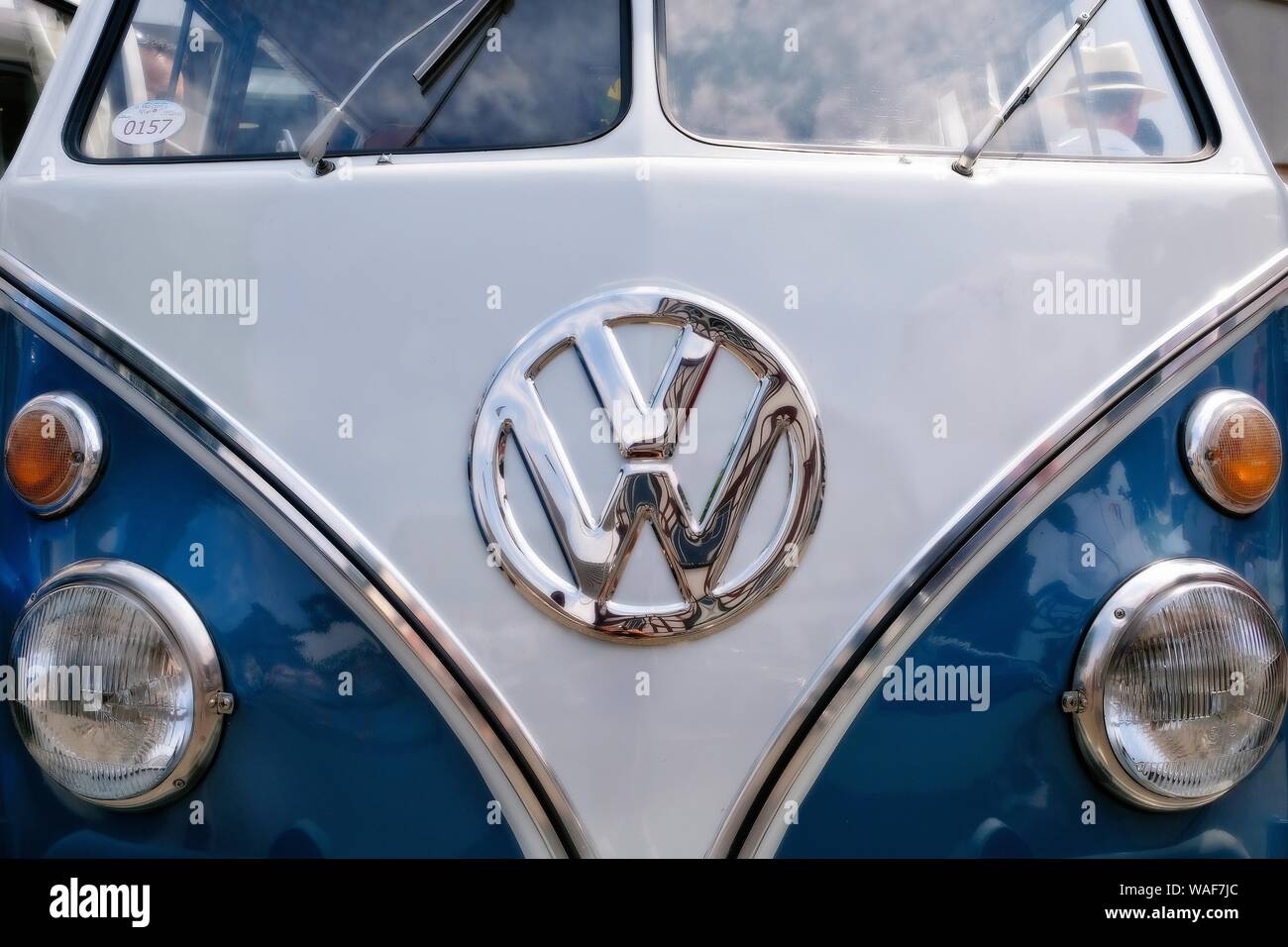Détail d'un oldtimer bus VW Bulli, Oldtimer Festival golden oldies, Krofdorf-Gleiberg, Hesse, Allemagne Banque D'Images
