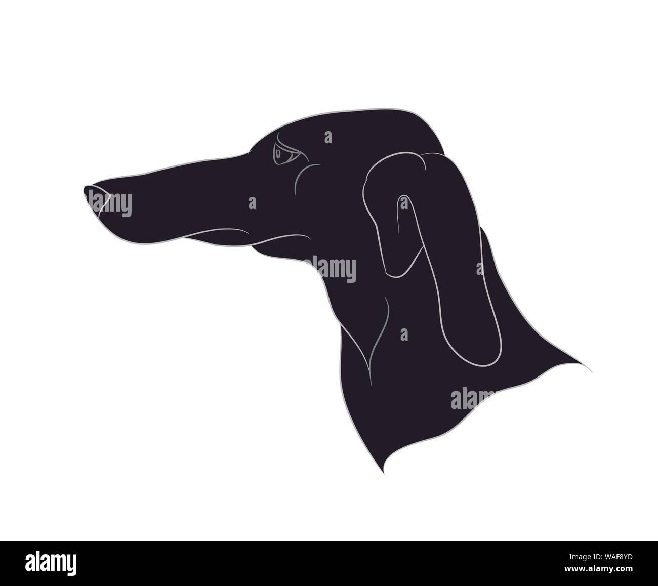 Portrait de chien silhouette, vecteur, fond blanc, silhouette, Illustration de Vecteur