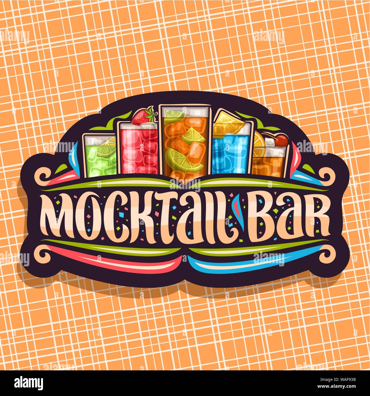 Logo Vector Pour Bar Cocktails Sans Alcool Panneau Noir Avec 5 