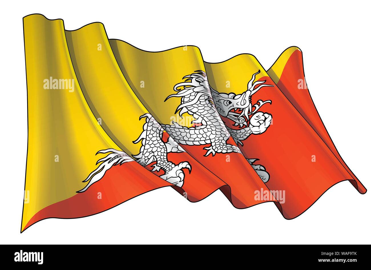 Vector illustration d'une forme d'un drapeau du Bhoutan. Tous les éléments parfaitement sur couches bien définies et des groupes. Illustration de Vecteur