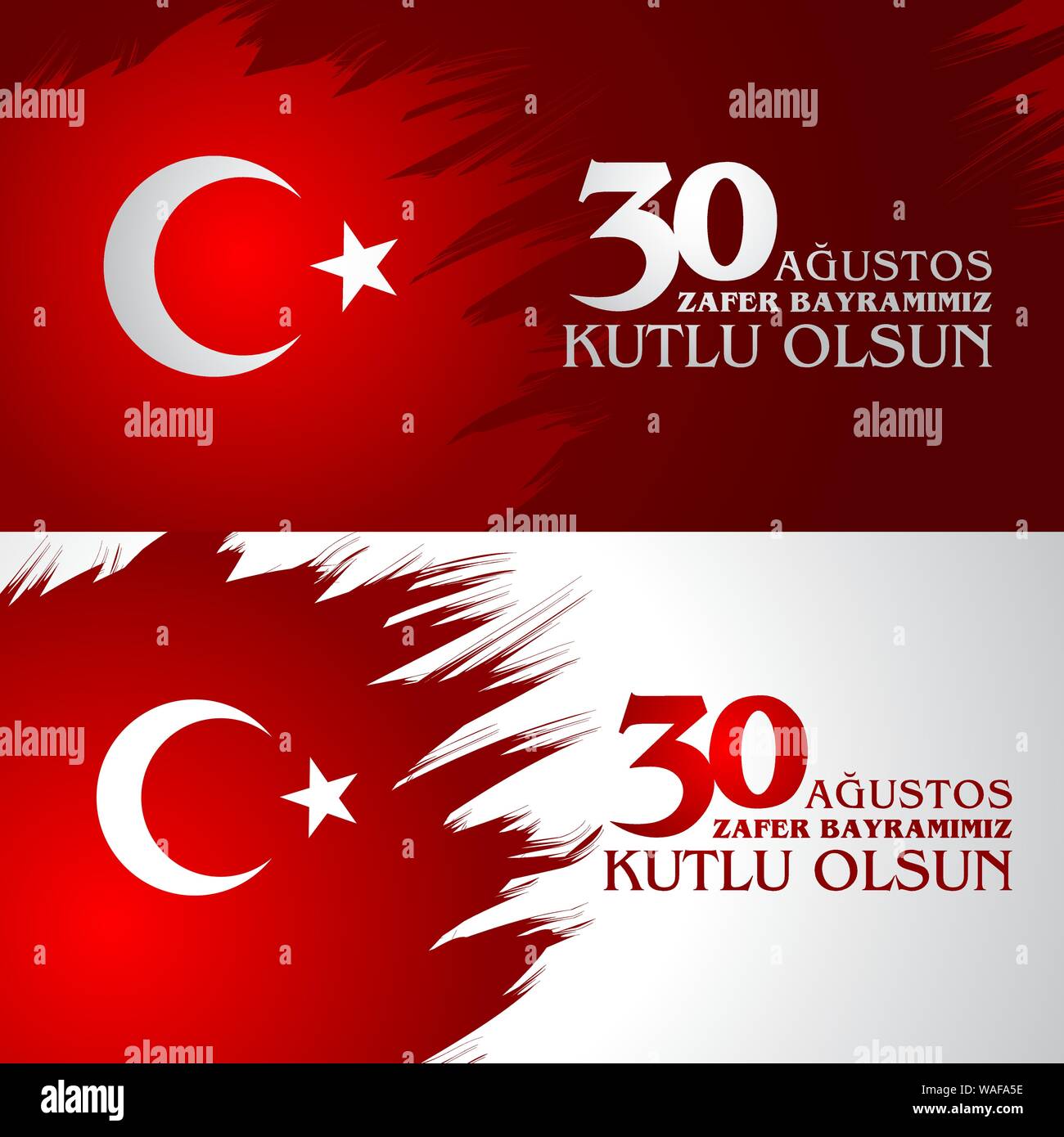 Zafer Bayrami Agustos 30. Traduction : 30 Août fête de la victoire et de la fête nationale turque. Illustration de Vecteur