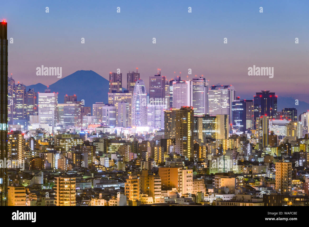 Toits de Shinjuku, Tokyo, Japon avec Mt. Fuji visible. Banque D'Images