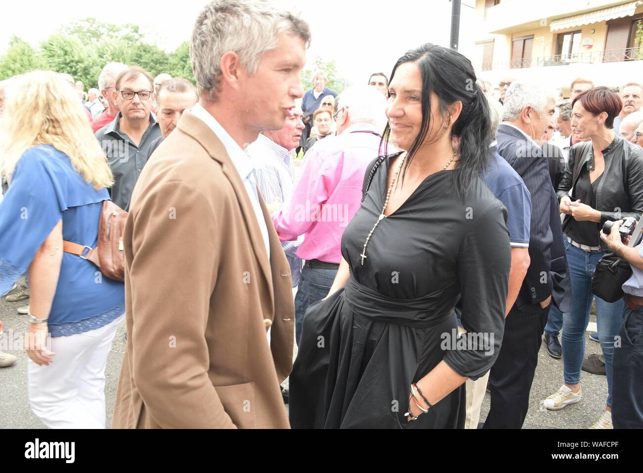 20/08 // 2019 Chronicle Bergamo Paladina, funérailles de Felice Gimondi dans la photo sport amis à la cérémonie funéraire. Avec Paolo Savoldelli et Lara Magoni (Barbara Papini/Fotogramma, Paladina (Bergame) - 2019-08-20) p.s. la foto e' utilizzabile nel rispetto del contesto dans cui e' stata scattata, e senza intento del diffamatorio decoro delle persone rappresentate Banque D'Images