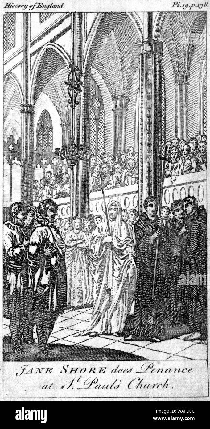 Jane Shore n'pénitence au St Paul's Church (1483) Banque D'Images