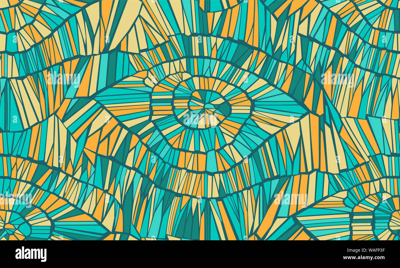 Résumé motif vectoriel continu. Des fissures, des feuilles, des veines, et de bois. Vert et jaune. Fond isolé Banque D'Images