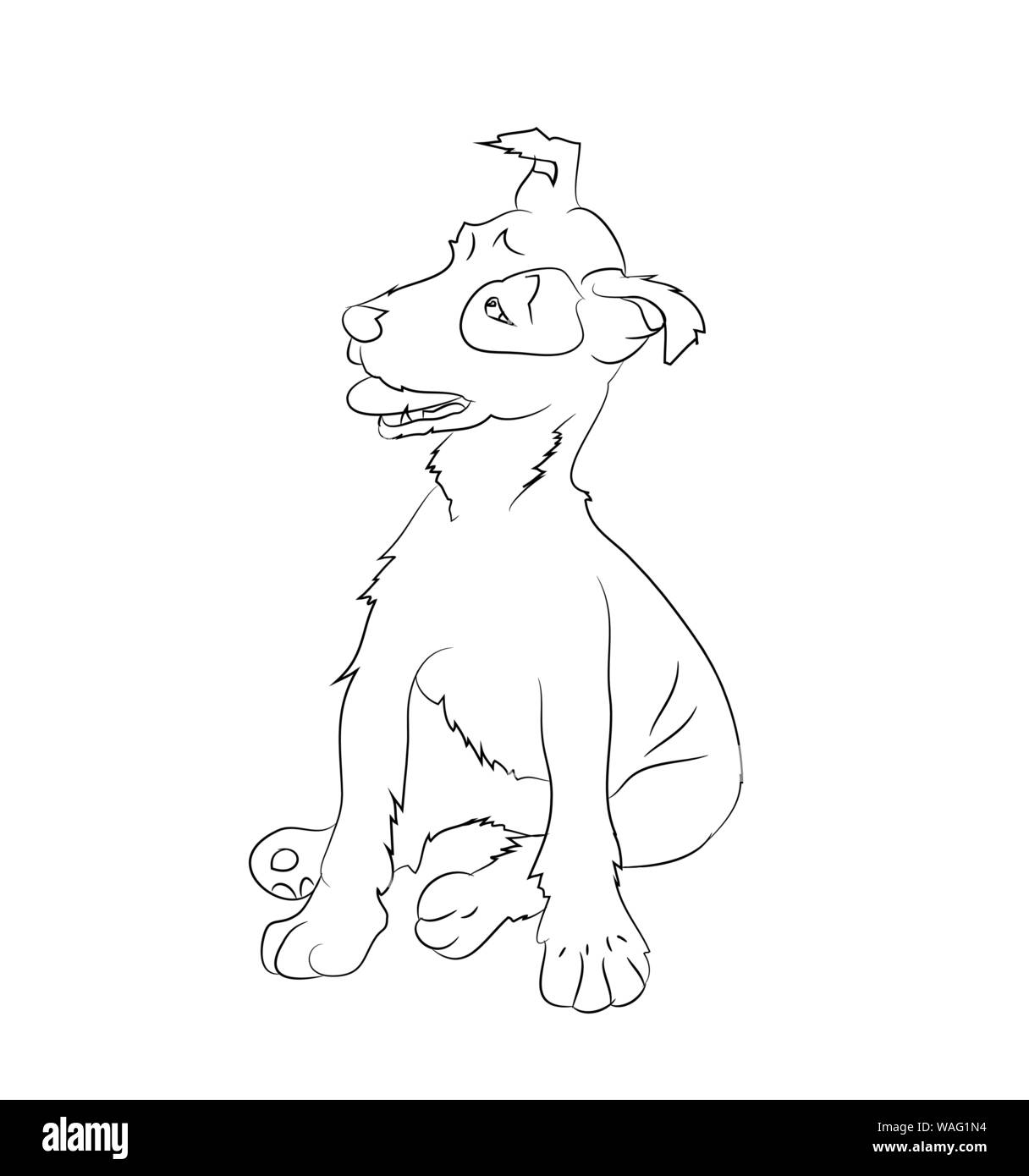 Chien assis dessin de lignes, vecteur, fond blanc Illustration de Vecteur