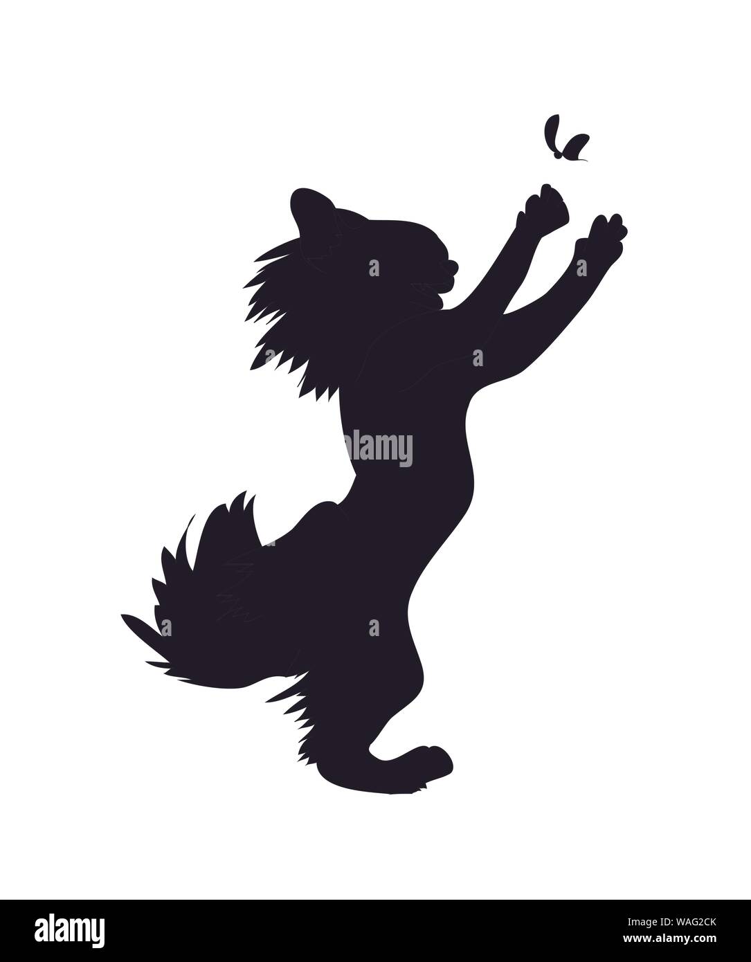 Vector Illustration D Un Chat Qui Chasse Pour Un Papillon Dessin Silhouette Vecteur Fond Blanc Image Vectorielle Stock Alamy