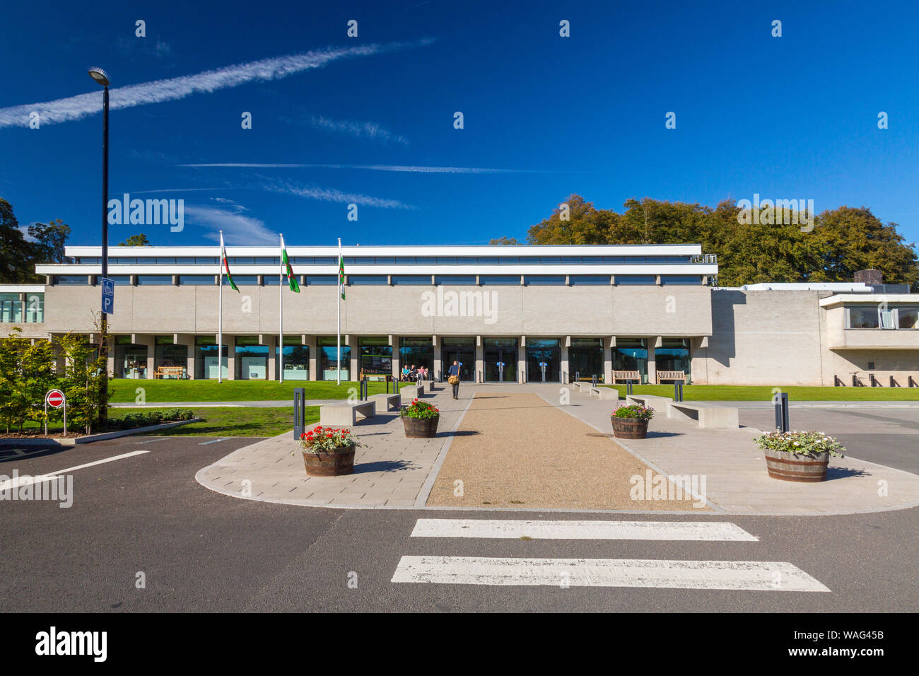 La nouvelle entrée principale de 2017 et les bureaux de l'administration à St Fagans Musée National de l'histoire du pays de Galles, Cardiff, Pays de Galles, Royaume-Uni Banque D'Images