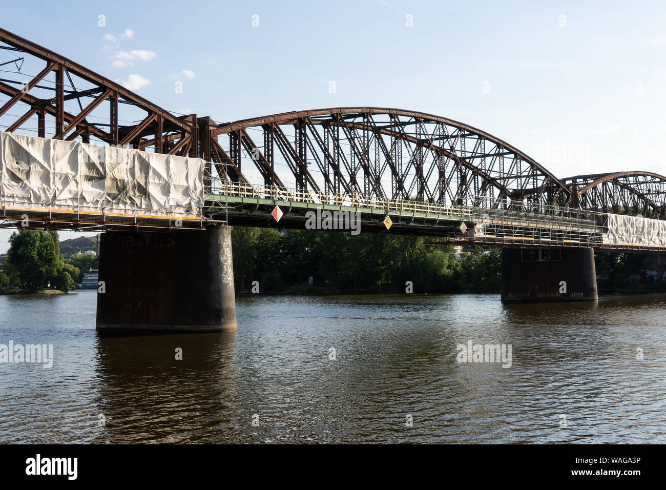 Pont ferroviaire de Vysehrad à Prague est en reconstruction, pont connecte Smichov et Nove Mesto district. (Photo/CTK Vaclav Zahorsky) Banque D'Images