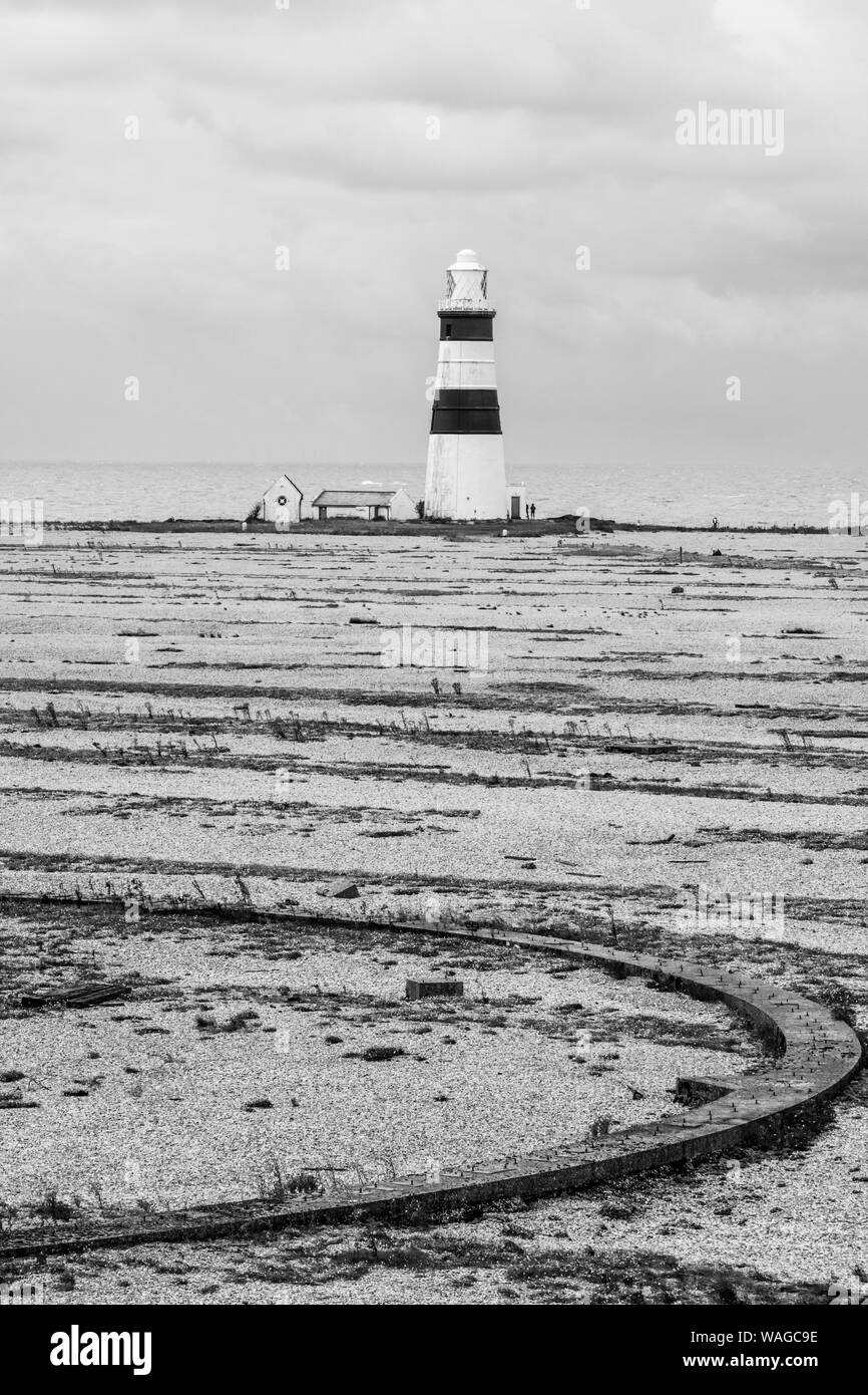 Orfordness Phare sur Orford Ness National Nature Reserve, Orford, Suffolk, Angleterre, RU Banque D'Images