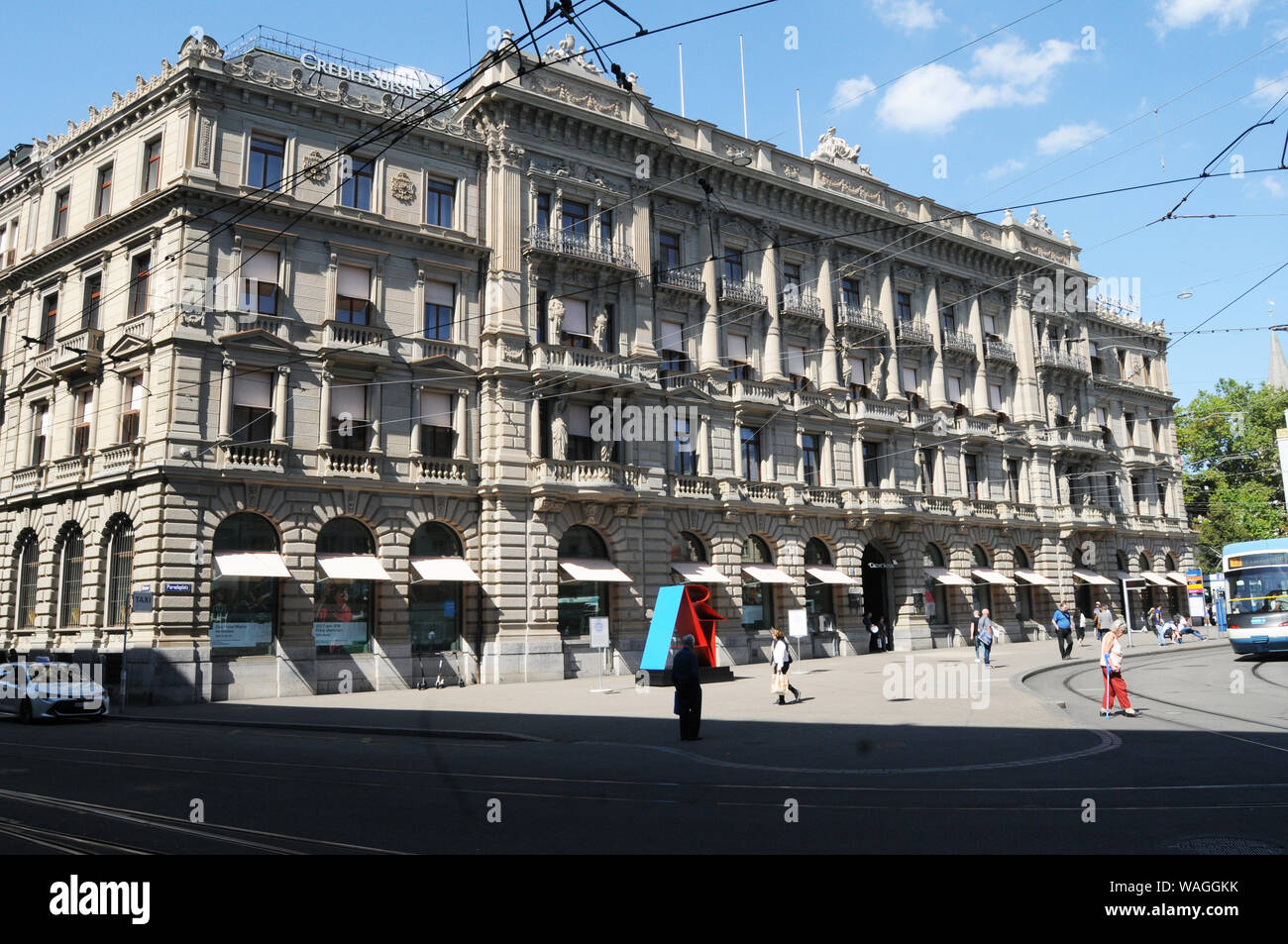 Suisse : Le Credit Suisse Paradeplatz à l'Administration centrale dans la vieille ville de Zürich City Banque D'Images