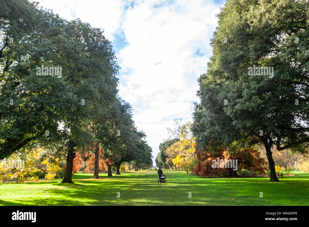 Les gens qui marchent dans les Royal Botanic Gardens, Kew, London Borough of Richmond upon Thames, Angleterre, Royaume-Uni, Banque D'Images