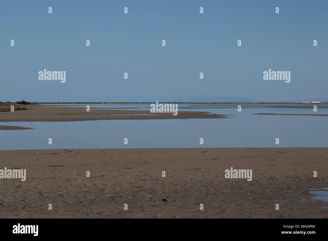 Vue depuis el Trabucador beach dans le parc naturel du Delta del Ebro en Espagne Banque D'Images