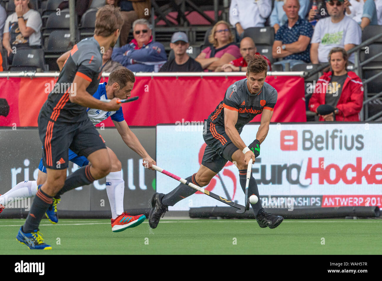 Anvers, 20-08-2019, EuroHockey Championship (hommes) en 2019. Lieu : Sportcentrum Wilrijkse plein. Sander de Wijn au cours de la partie, les Pays-Bas contre l'Écosse. Banque D'Images