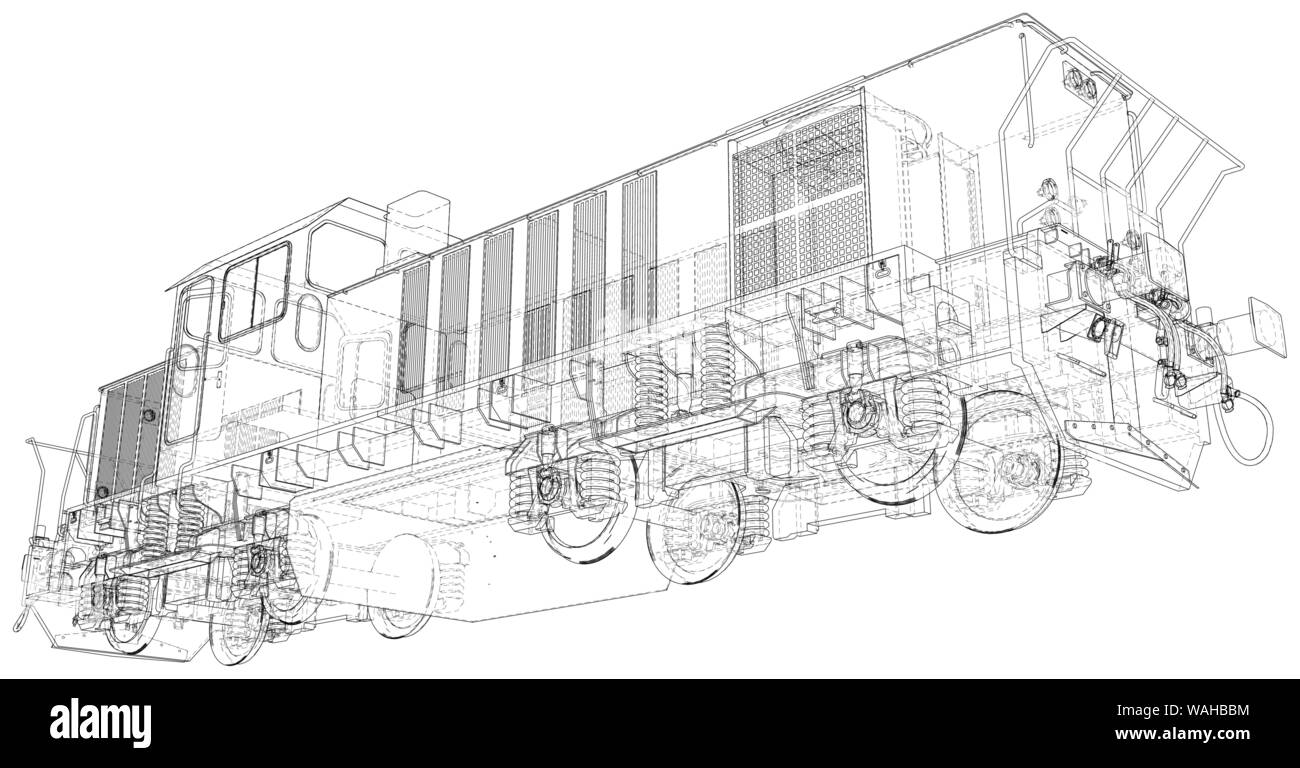 Train. En fil de technique. Le rendu 3D de vecteur Illustration de Vecteur