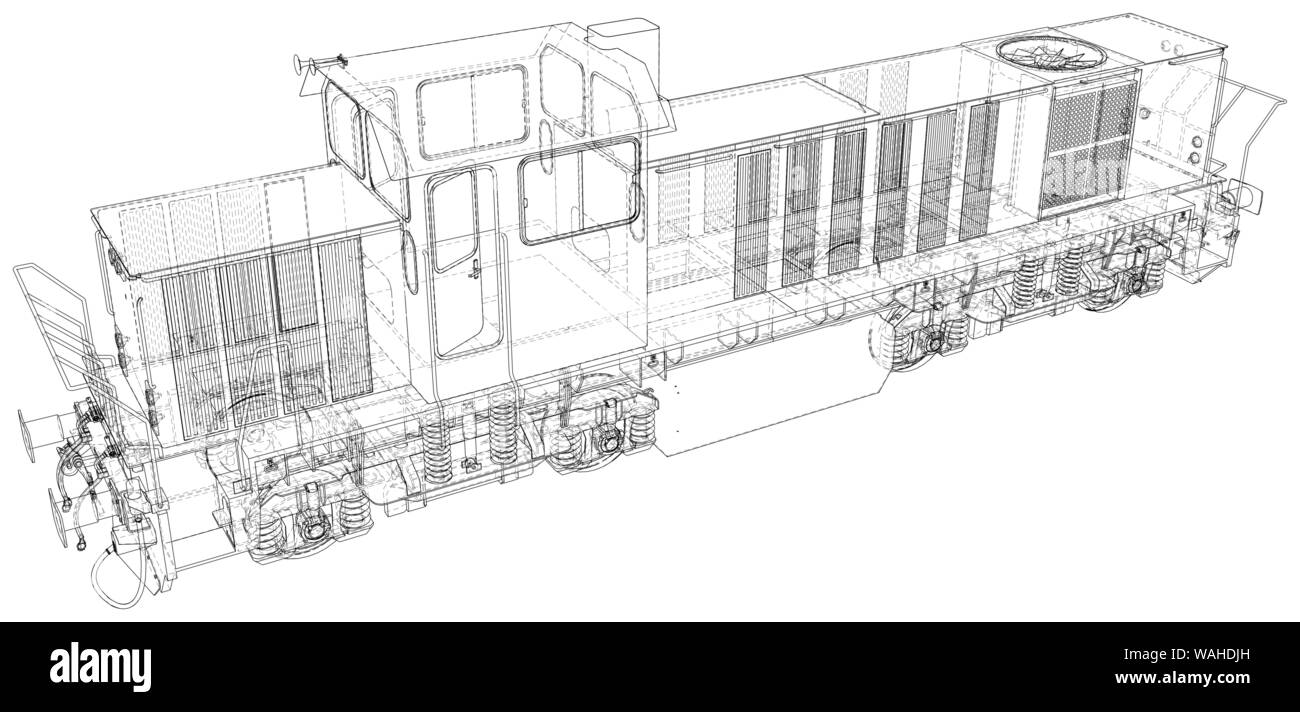 Train. En fil de technique. Le rendu 3D de vecteur Illustration de Vecteur