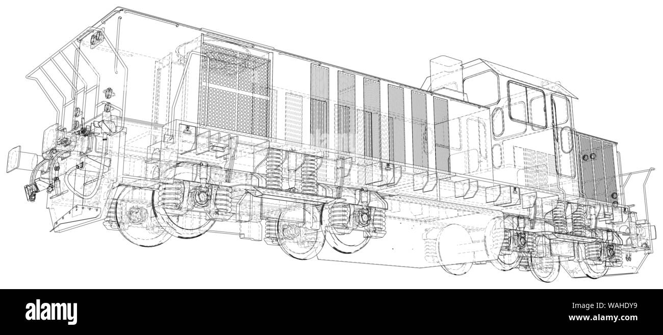 Locomotive, Train. Format EPS10. Vecteur créé en fil de fer de 3d Illustration de Vecteur