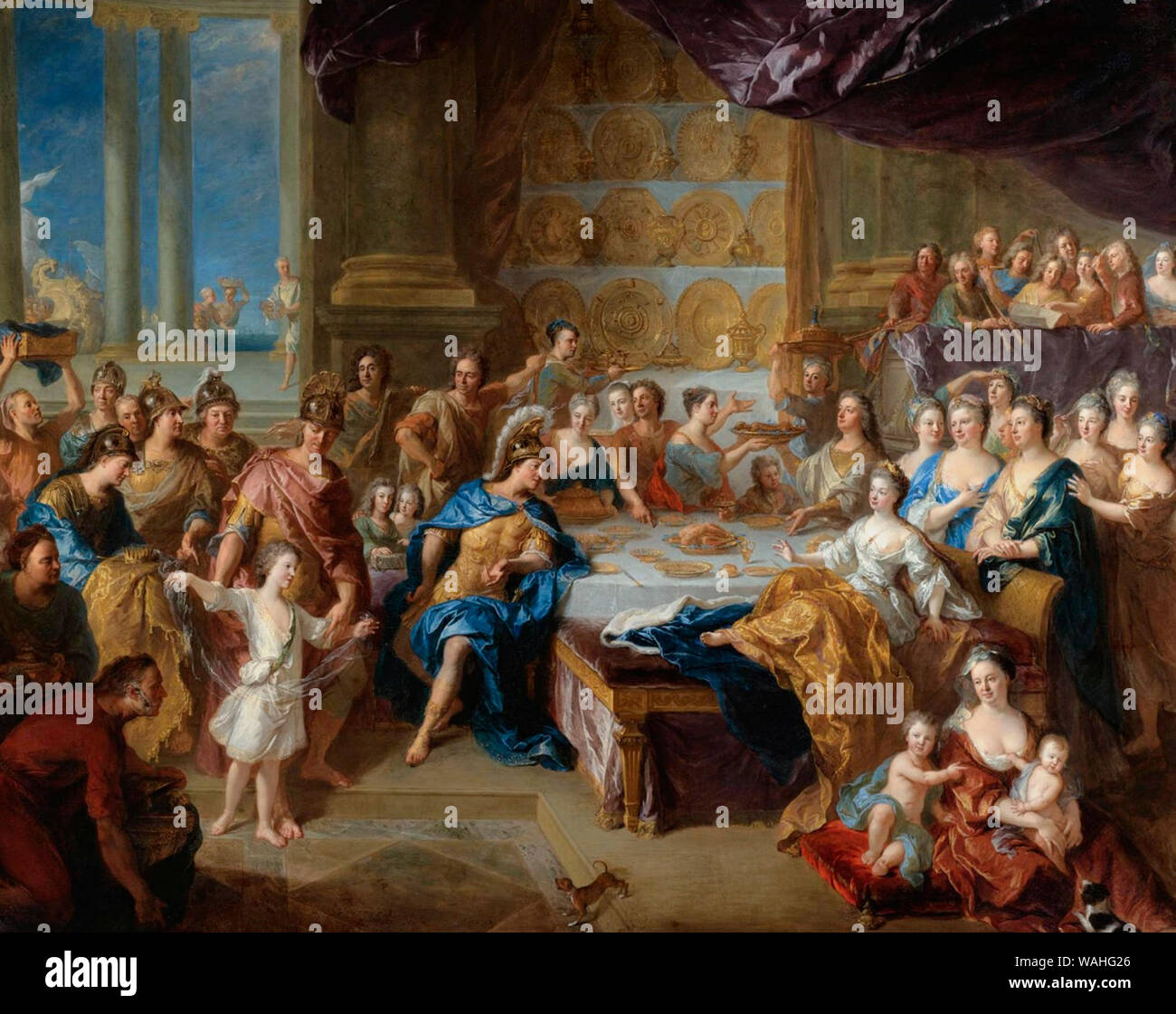 La fête de Didon et Enée : Un portrait allégorique de la famille du Duc et Duchesse du Maine , 1704 - Francois de Troy Banque D'Images