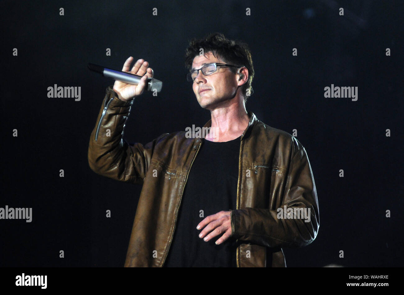 Rio de Janeiro, le 27 septembre 2015. Morten Harket le chanteur du groupe A-HA, pendant le spectacle au Rock in Rio 2015 à Rio de Janeiro, Brésil Banque D'Images