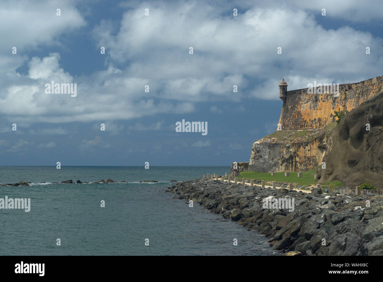 Garita en El Morro, El Viejo San Juan, Porto Rico ... Guérite, Forteresse El Morro Banque D'Images