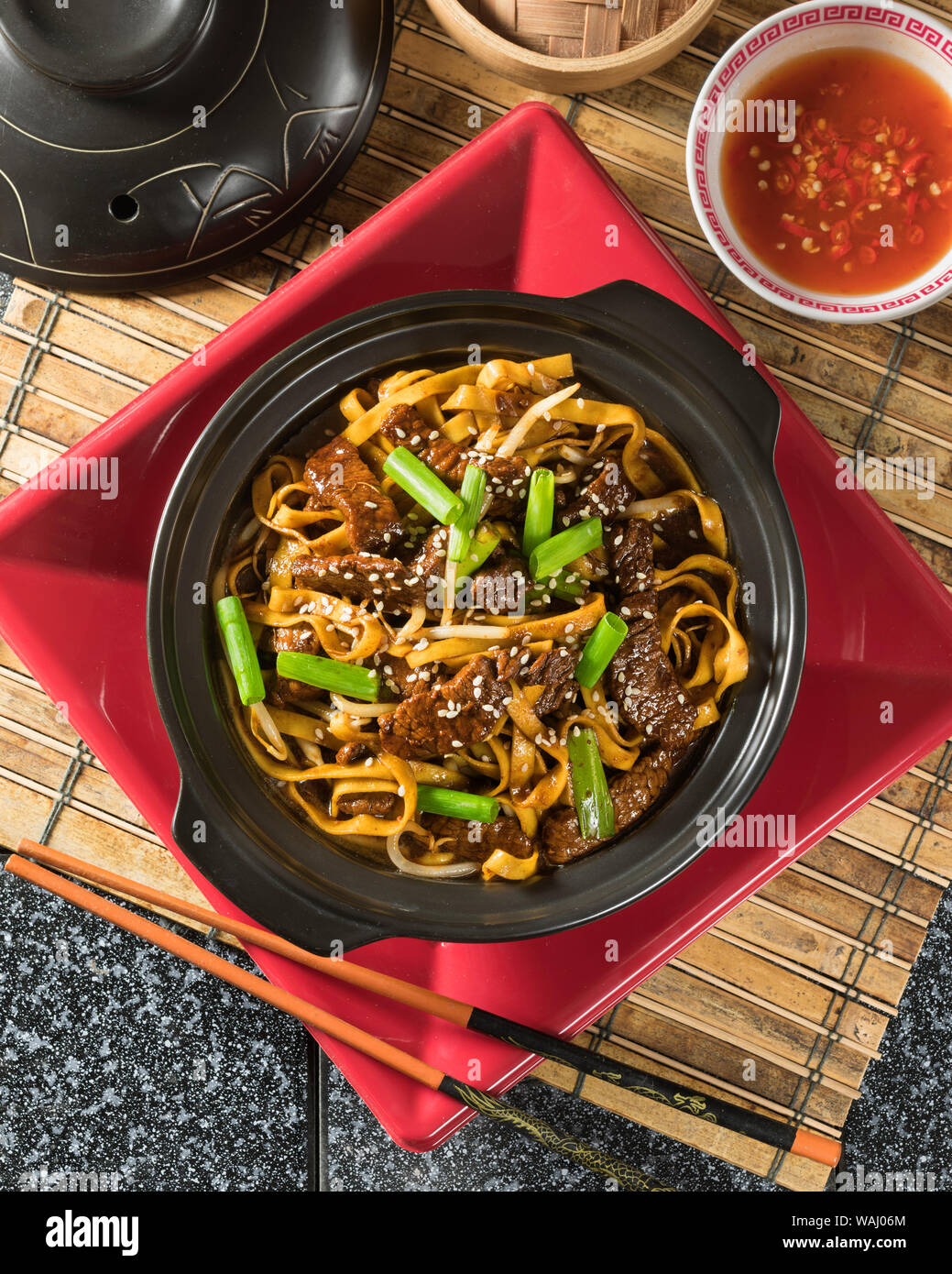 Beef chow fun. Cantonais Sauté de nouilles. Chinese Food Banque D'Images