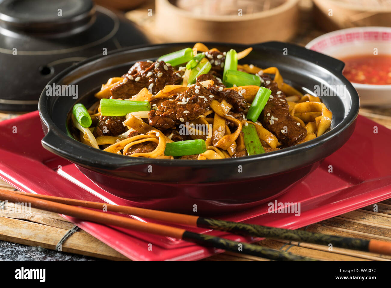 Beef chow fun. Cantonais Sauté de nouilles. Chinese Food Banque D'Images