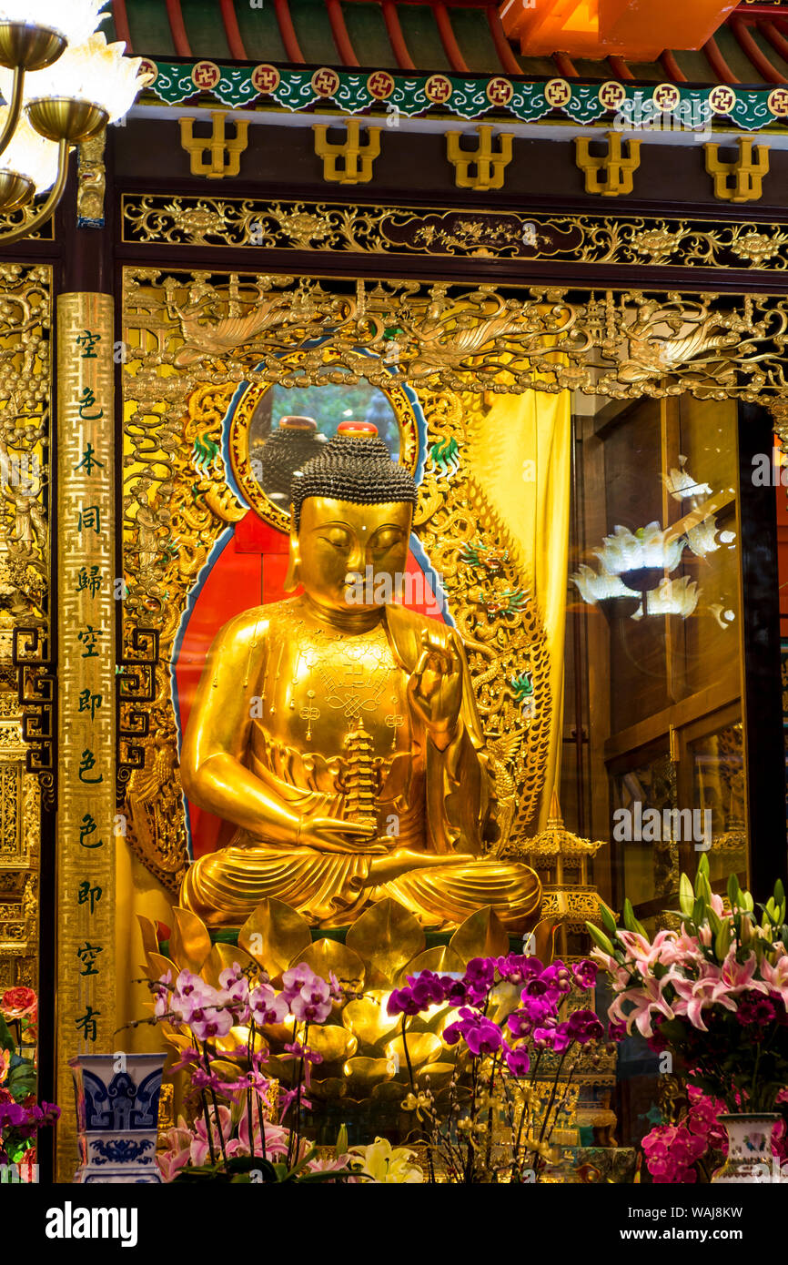 Grand Hall de dix mille bouddhas au Big Buddha et monastère Po Lin, Lantau Island, Hong Kong, Chine. Banque D'Images