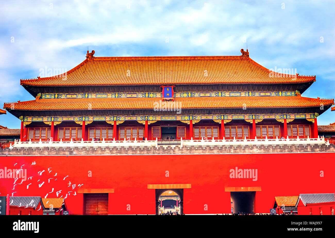 Meridian Gate, la Cité Interdite, Pékin, Chine. Emperor's palace construit au cours de la dynastie Ming Banque D'Images