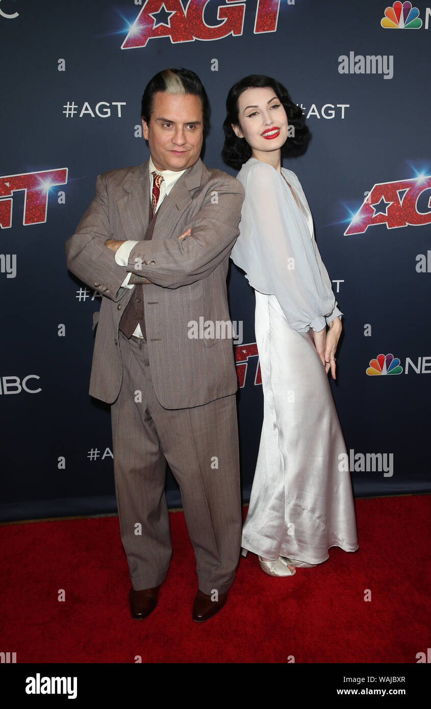 20 août 2019, Hollywood, CA, USA : 20 août 2019 - Hollywood, Californie - Chris Doyle, Steffi Kay, de l'Sentimentalists. ''America's Got Talent'' saison 14 Live Show Tapis Rouge tenue au Kodak Theater. Crédit photo : FSadou/AdMedia (crédit Image : © F Sadou/AdMedia via Zuma sur le fil) Banque D'Images