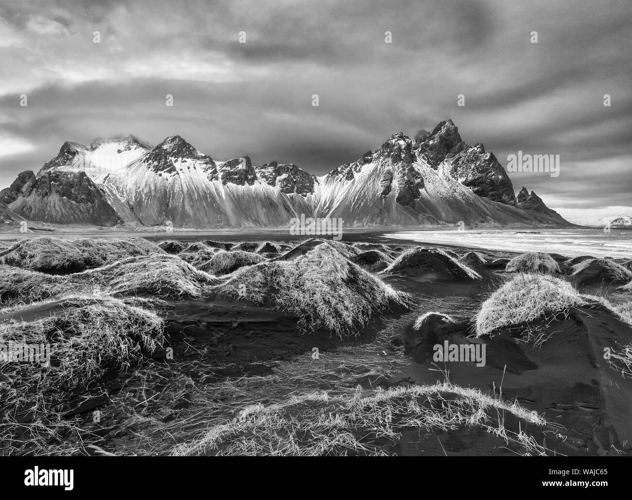 L'Islande, Stokknes, Mt. Vestrahorn Banque D'Images