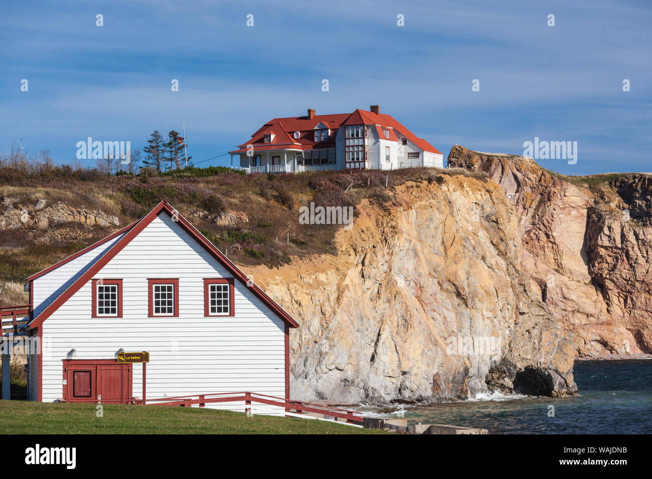 Canada, Québec, Perce. Les bâtiments du village Banque D'Images
