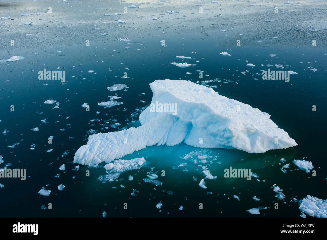 Le Groenland. Eqip Sermia. Icebergs et brash. Banque D'Images