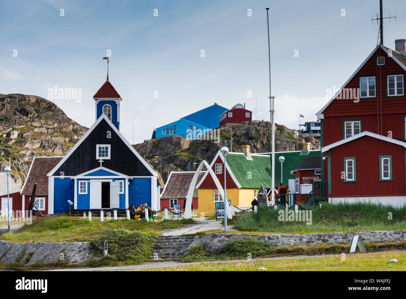 Le Groenland. Sisimiut. Bâtiments colorés de l'histoire du musée. Banque D'Images