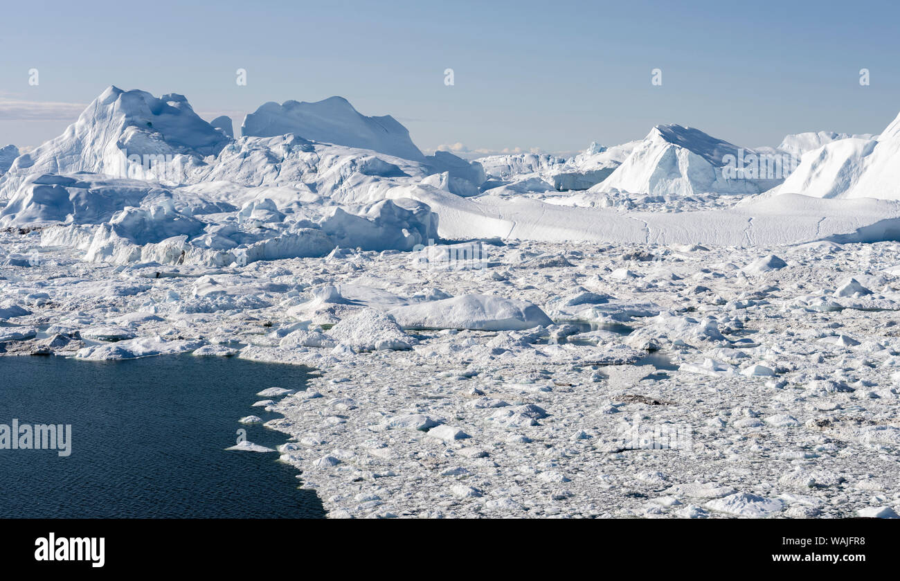 Également appelé Ilulissat Ilulissat Kangerlua kangia ou à la baie de Disko. Le fjord glacé est inscrit comme site du patrimoine mondial de l'UNESCO. Banque D'Images