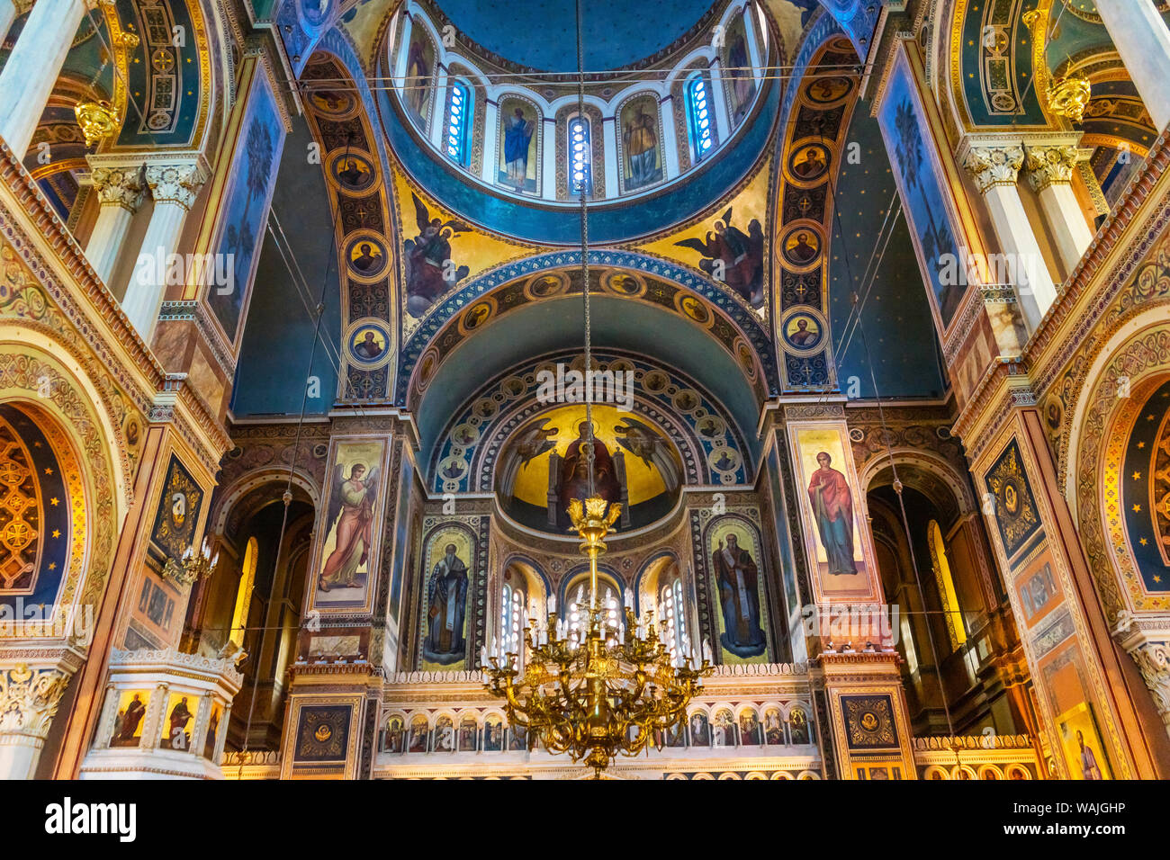 Cathédrale du Dôme de la Basilique métropolitaine, Athènes, Grèce. Construit en 1842, l'Église orthodoxe grecque à Athènes Banque D'Images