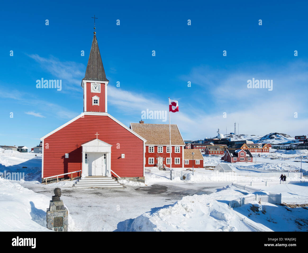 L'église de Notre Sauveur dans la vieille ville de Nuuk, capitale du Groenland. (Usage éditorial uniquement) Banque D'Images