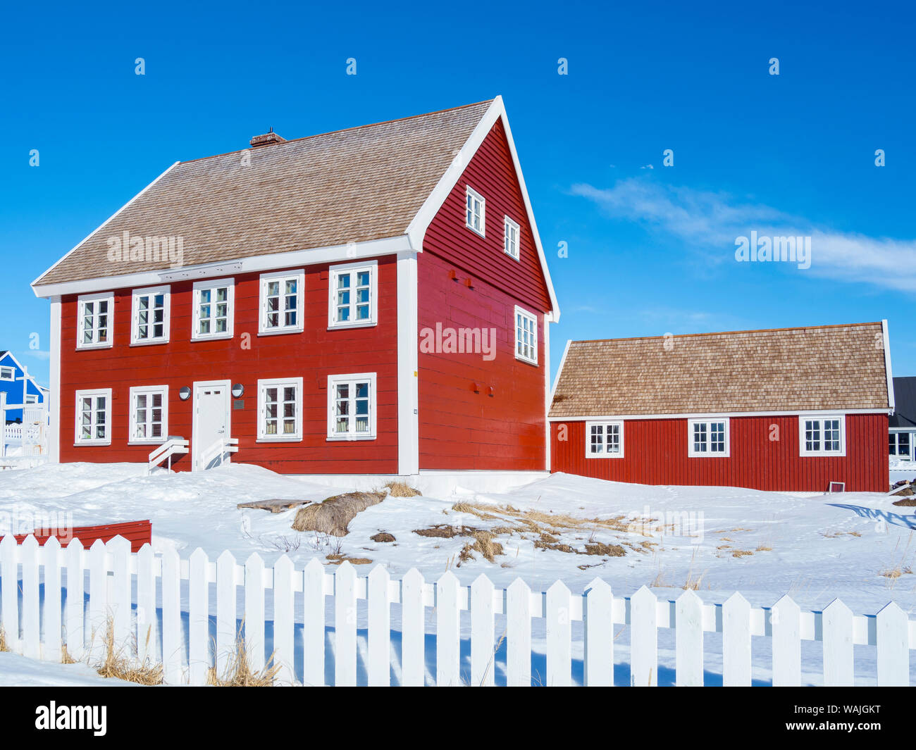 La Maison Rouge. La vieille ville de Nuuk, capitale du Groenland. (Usage éditorial uniquement) Banque D'Images