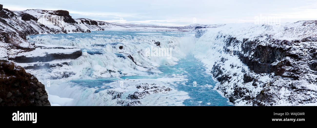 L'Islande, cercle d'or, Gullfoss. Cascade de Gullfoss en hiver. En tant que crédit : Wendy Kaveney Jaynes / Galerie / DanitaDelimont.com Banque D'Images