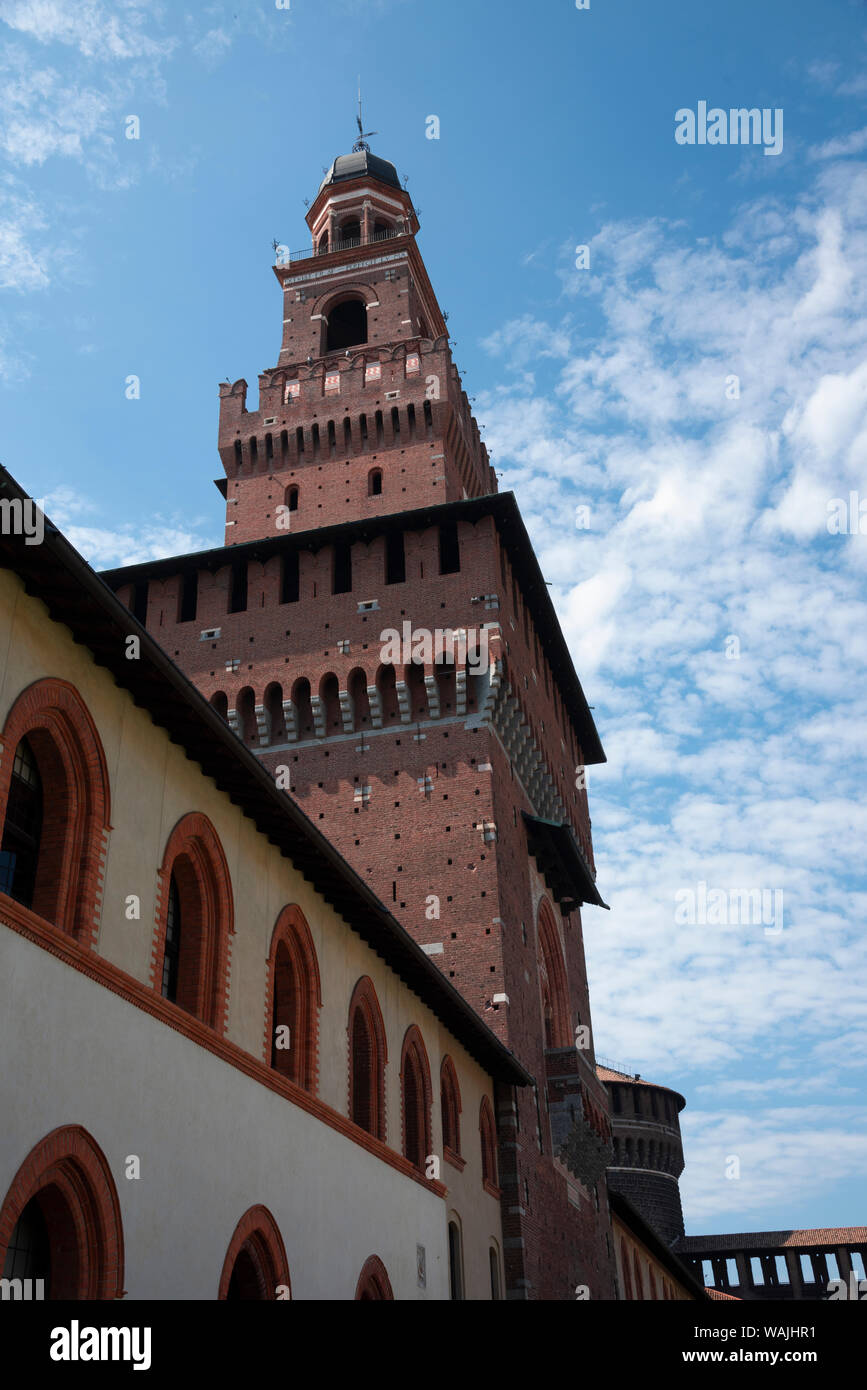 L'Italie, Lombardie, Milan. 15e siècle le château des Sforza Banque D'Images