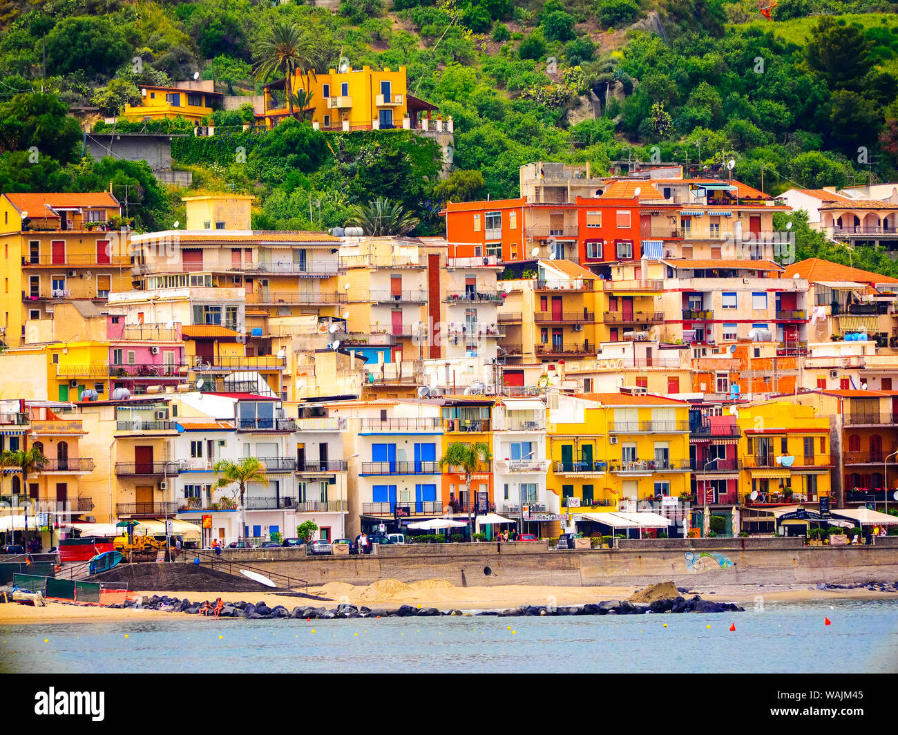 L'Italie, la Sicile, Taormina. Plage Giardini Naxos Banque D'Images