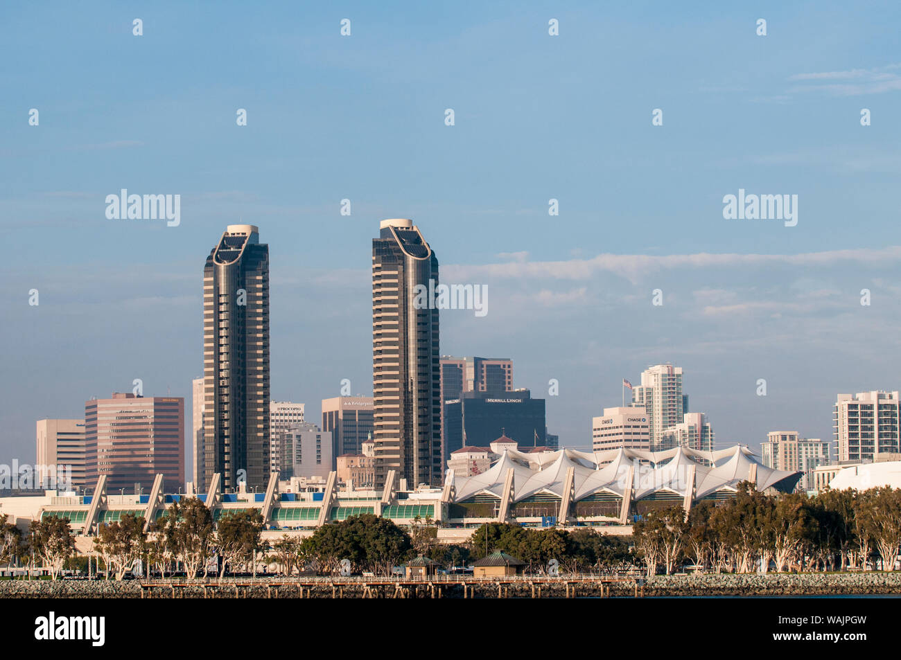 San Diego Convention Center et port de San Diego, en Californie. Banque D'Images