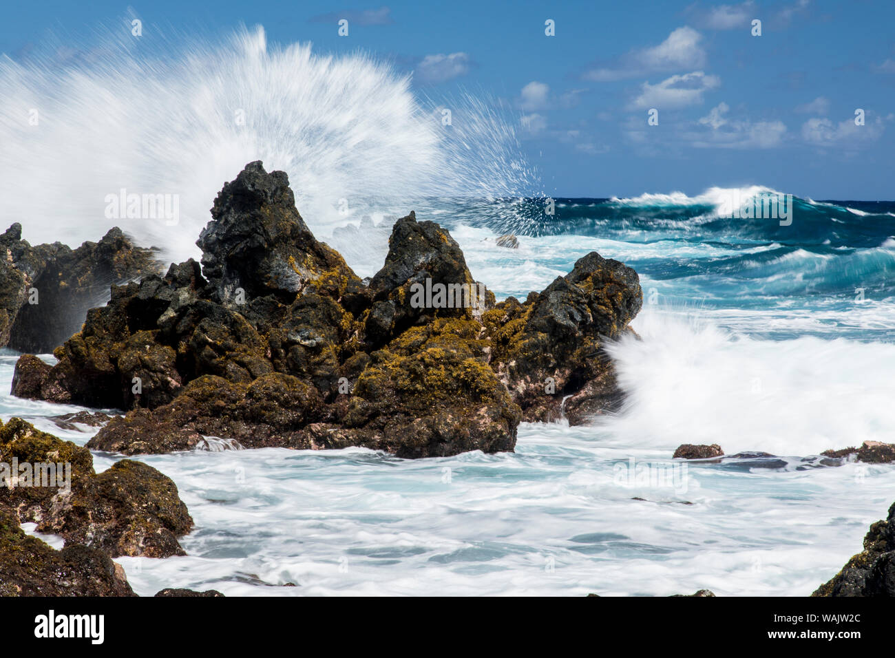Maui, Hawaii. Vagues se briser sur la péninsule de Ke'anae Banque D'Images