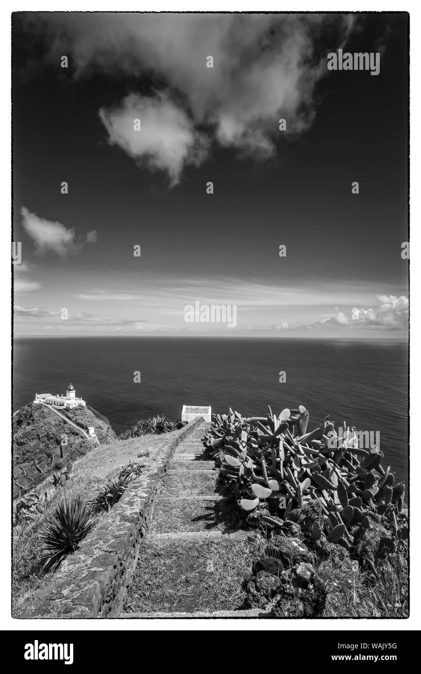 Le Portugal, Açores, l'île de Santa Maria, Ponta do Castelo lighthouse Banque D'Images