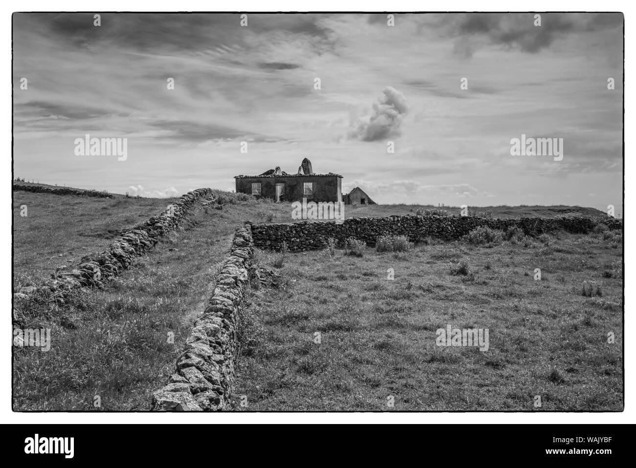Le Portugal, Açores, l'île de Santa Maria, Terca. Maison abandonnée Banque D'Images
