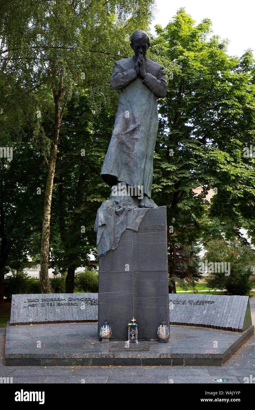 Jerzy Popieluszko prêtre de monument à Bialystok, Pologne Banque D'Images