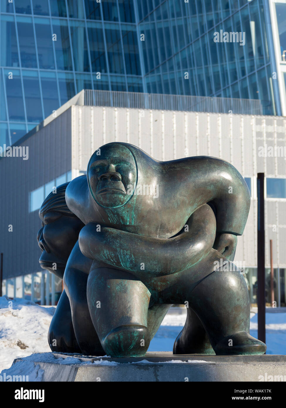 Par Simon sculpture Kaassassuk Kristoffersen. Monument et symbole de l'identité groenlandaise en tant que pays. Nuuk, capitale du Groenland. (Usage éditorial uniquement) Banque D'Images