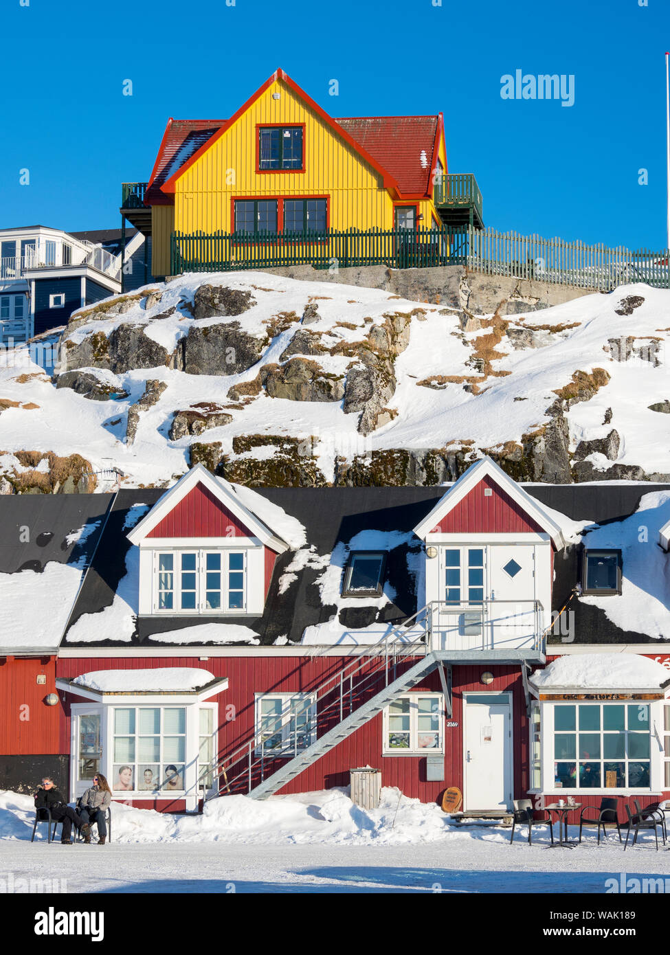 La vieille ville, Nuuk, capitale du Groenland. (Usage éditorial uniquement) Banque D'Images